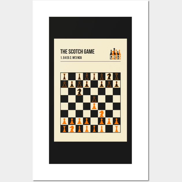 The Scotch Game Chess Openings Art Poster in a minimal style. Wall Art by jornvanhezik